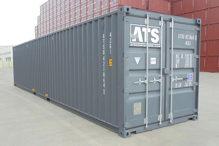 40 Fuß High Cube Seecontainer Dry 1. Reise Außenansicht