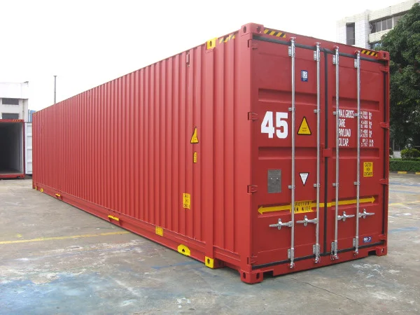 45 Fuß High Cube Seecontainer Dry 1. Reise Außenansicht