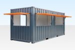 6m Café-Container mit geöffneter Serviceklappe vorne