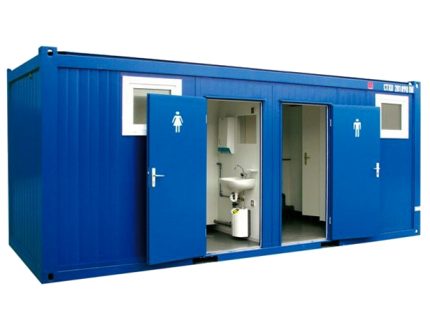 Mobiles Sanitärmodul 20 Fuß Außenansicht mit Türen
